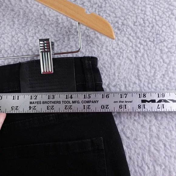 Serenad Designer Mens Black Denim Distressed Bootcut Jeans Size 32x34